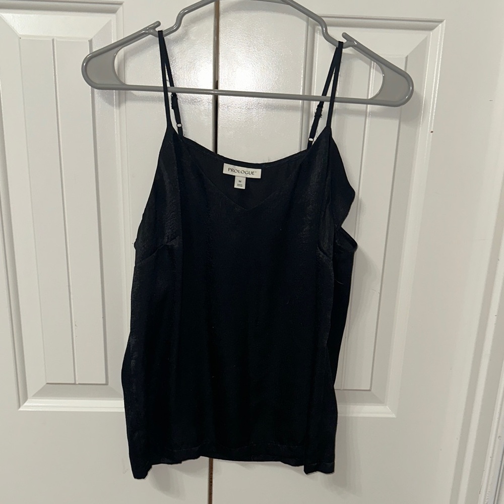 Prologue Black Satin-Look Slip Camisole with Adjustable Straps